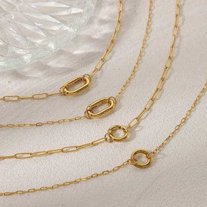 Gold Plated Paperclip Necklaces with Ring For Charms