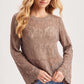 Boho Pointelle Open Knit Top Pullover
