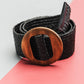 Wooden Buckle Rattan Stretch Waist Belt