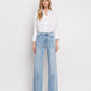 Super High Rise Clean Cut Raw Hem Wide Leg Jeans