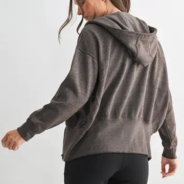Fleece Hoodie Jacket with Tapered Sleeves