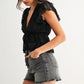 Lace Ruffled Semi-Sheer Blouse