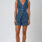 Longline Button Up Denim Vest
