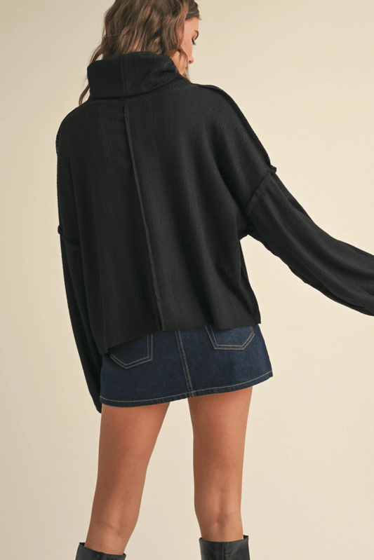The Joanna Lightweight Turtle Neck Dolman Sleeve Knit Sweater