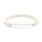 18K Gold Stainless Steel Pearl Engravable Stretch Curved Bar Bracelet