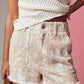 Camo Washed Denim Fringe Shorts