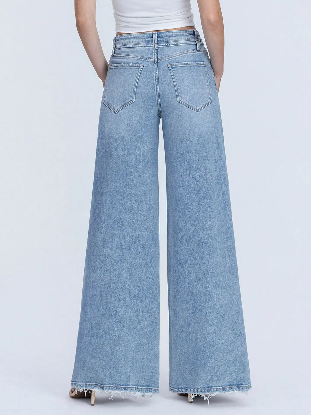 Super High Rise Drawstring Waist Palazzo Jeans