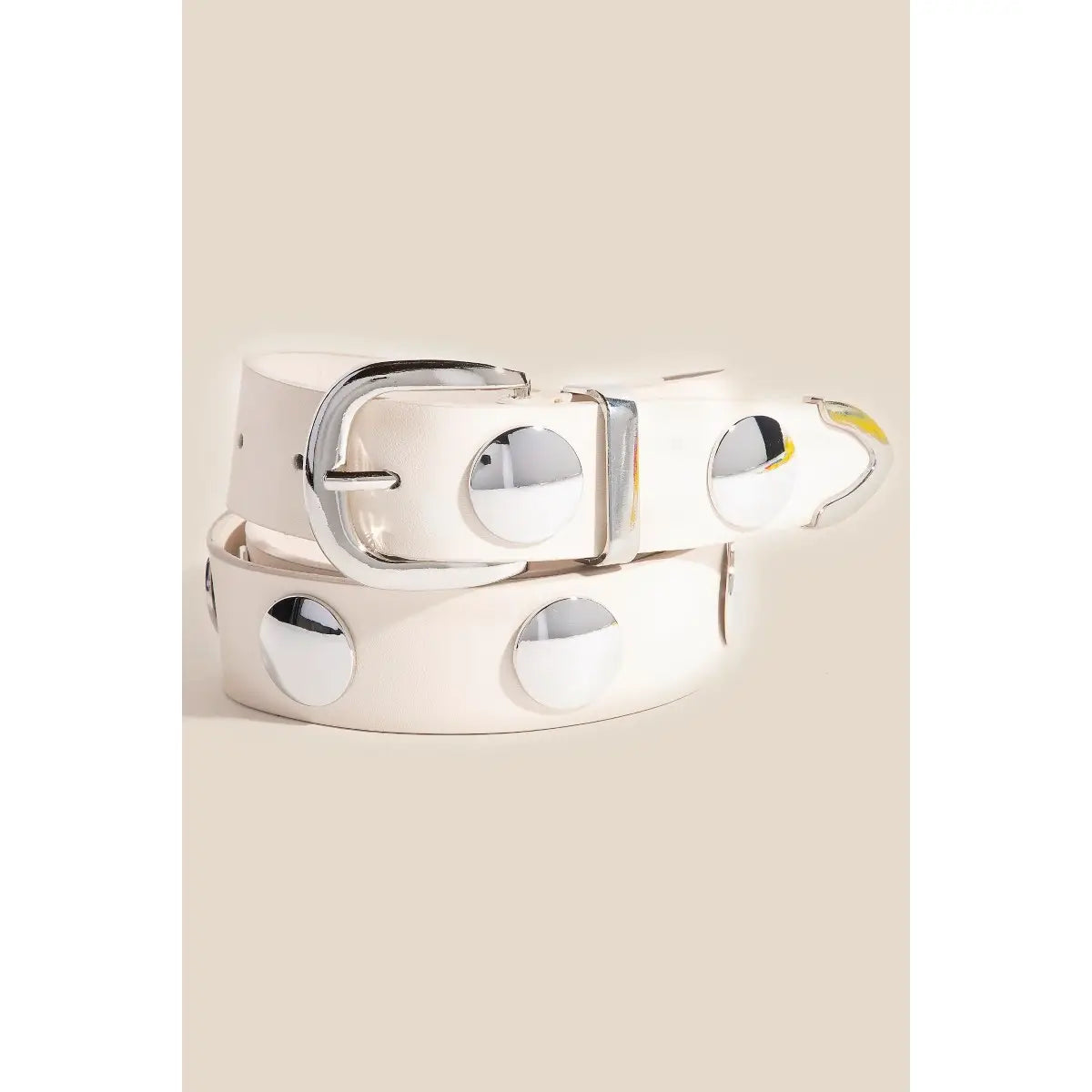 Metallic Disc Studded Vegan Leather Belt