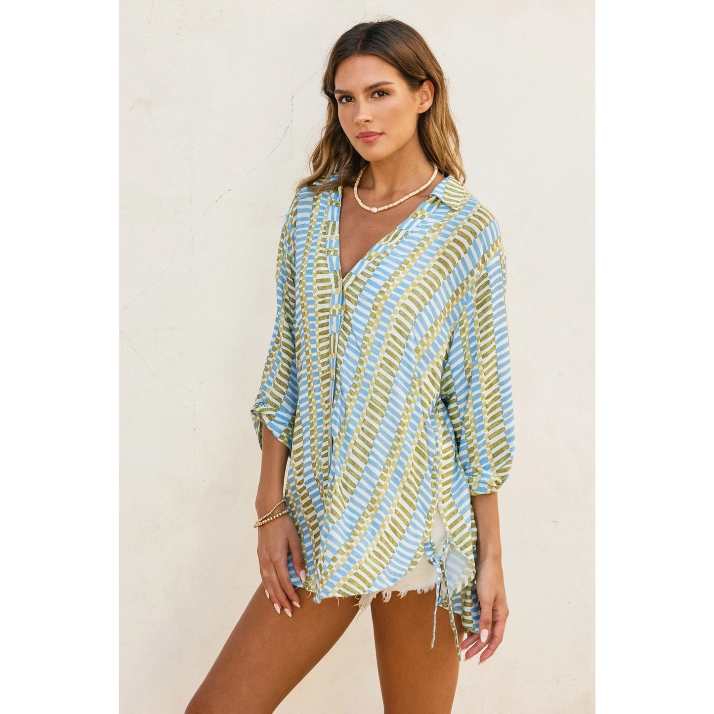 Morning Pages Tie Detail Tunic Shirt