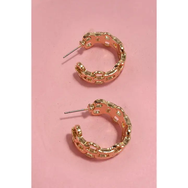 Double Chain Link Hoop Earrings