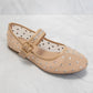 Nude Rhinestone Embellished Mesh Mary Jane Flats