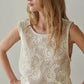 Woven Cotton Floral Lace Work Sleeveless Top