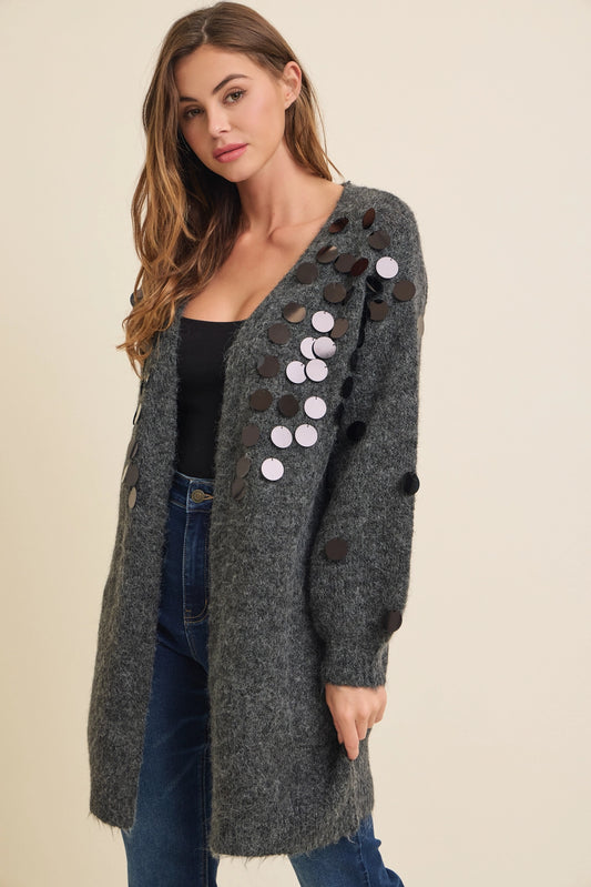 Sequin Oversized Sweater Cardigan