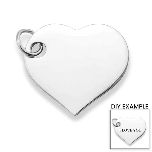 Stainless Steel Polished Engravable Heart Pendant