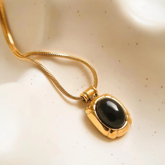 Dax 18K Gold Non-Tarnish Natural Stone Necklace