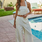 Woven Viscose Linen Polka Dot Sleeveless Halter Top