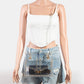 Transparent Rectangle Rhinestone Trim Bag