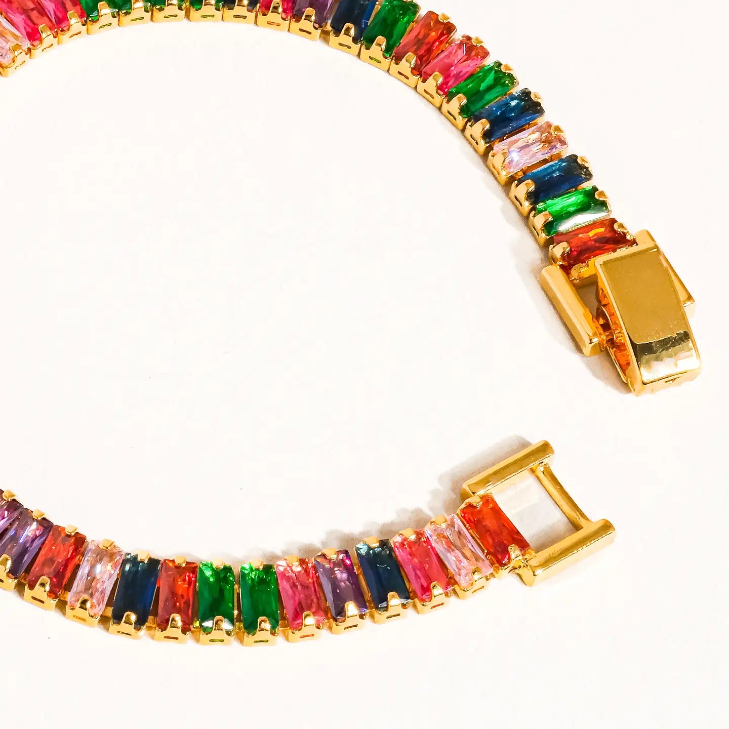 Hazel 18K Gold Multicolor Cz Chain Bracelet