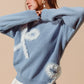 Big Ribbon Ruffled Trimmed Sweater Top