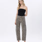 High Rise Leopard Print Barrel Jeans