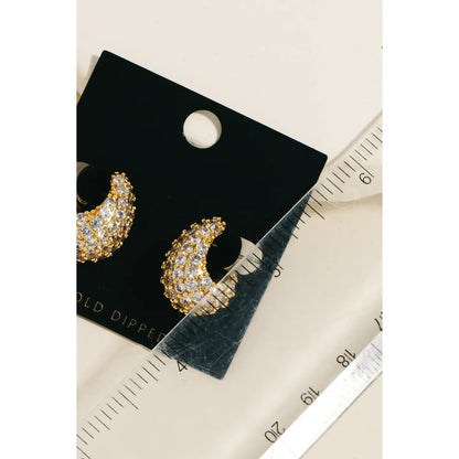 Gold Dipped Pave Tear Huggie Earrings