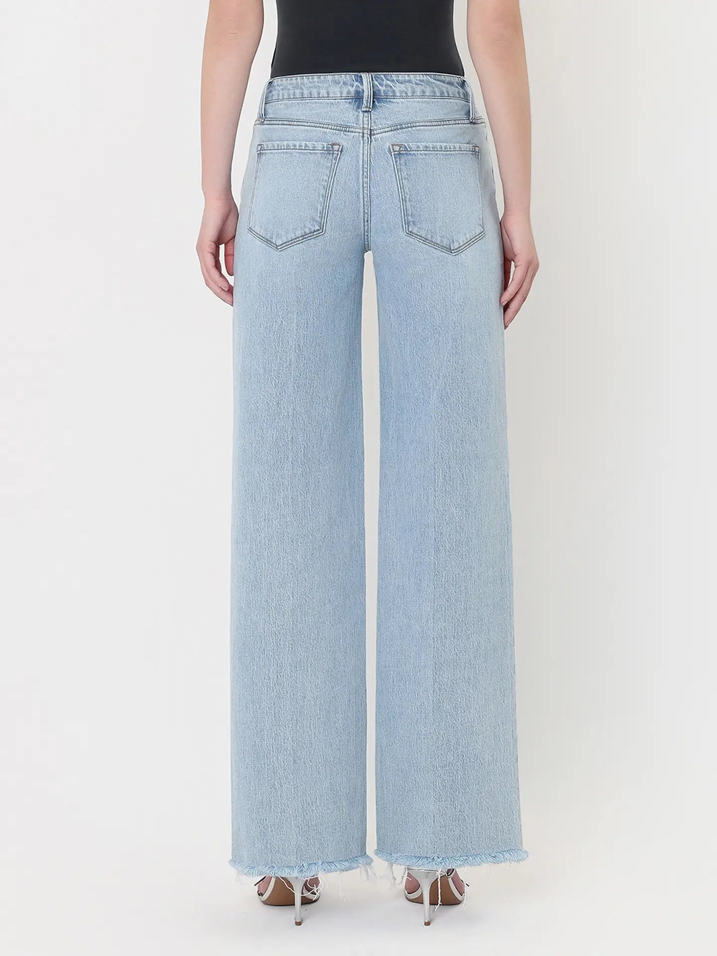 High Rise Trouser Fold Creased Wide Jeans