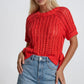 Chunky Knit Crochet Sweater Top with Side Ties