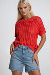 Chunky Knit Crochet Sweater Top with Side Ties