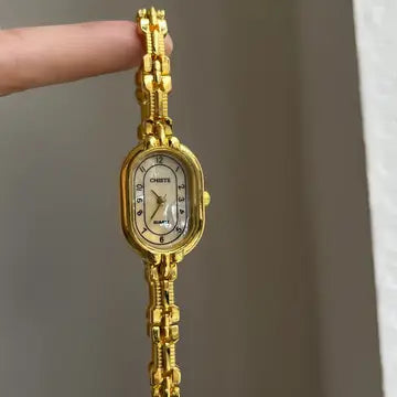 Vintage Gold Oval Bracelet Quartz Watch