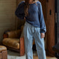 Sweater Knit Crochet Round Neck Long Sleeve Top