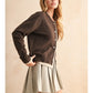 Color Contrast Button Front Cardigan