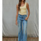 Knit Striped Seamless Padded Tank Top
