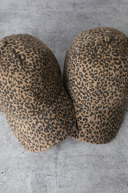 Leopard Distressed Cotton Baseball Cap