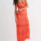 Strapless Textured Pleated Maxi Dress