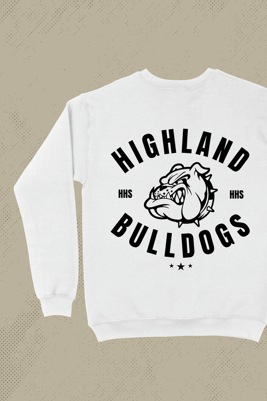 HIGHLAND BULLDOGS White School Crewneck