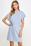 Blank Mineral Washed Short Sleeve Mini Dress