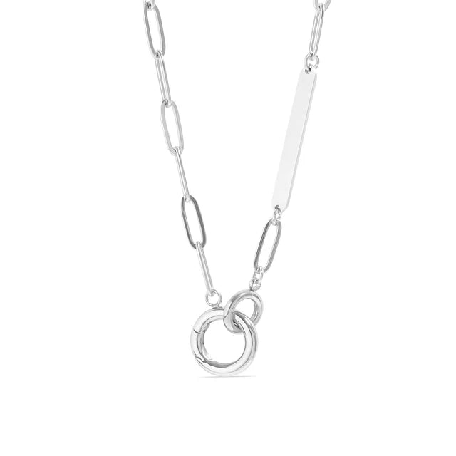18K Gold Engravable Paperclip Charm Holder Necklace