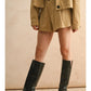 Pleated Suede Shorts