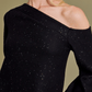 Long Sleeve One Shoulder Sequin Top