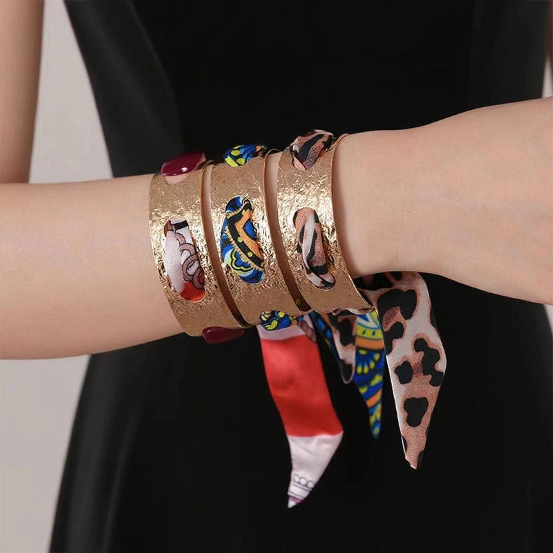 Leopard Print Scarf Bangle Bracelet