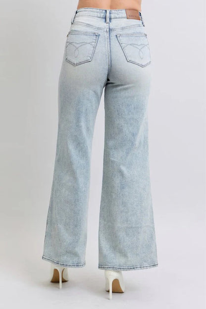 High Waist Retro Wide Leg Denim Jeans