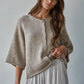 Knit Sweater Quarter Sleeve Button Up Cardigan Top