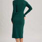 Ribbed Knit V-Neck Wrap Midi Dress