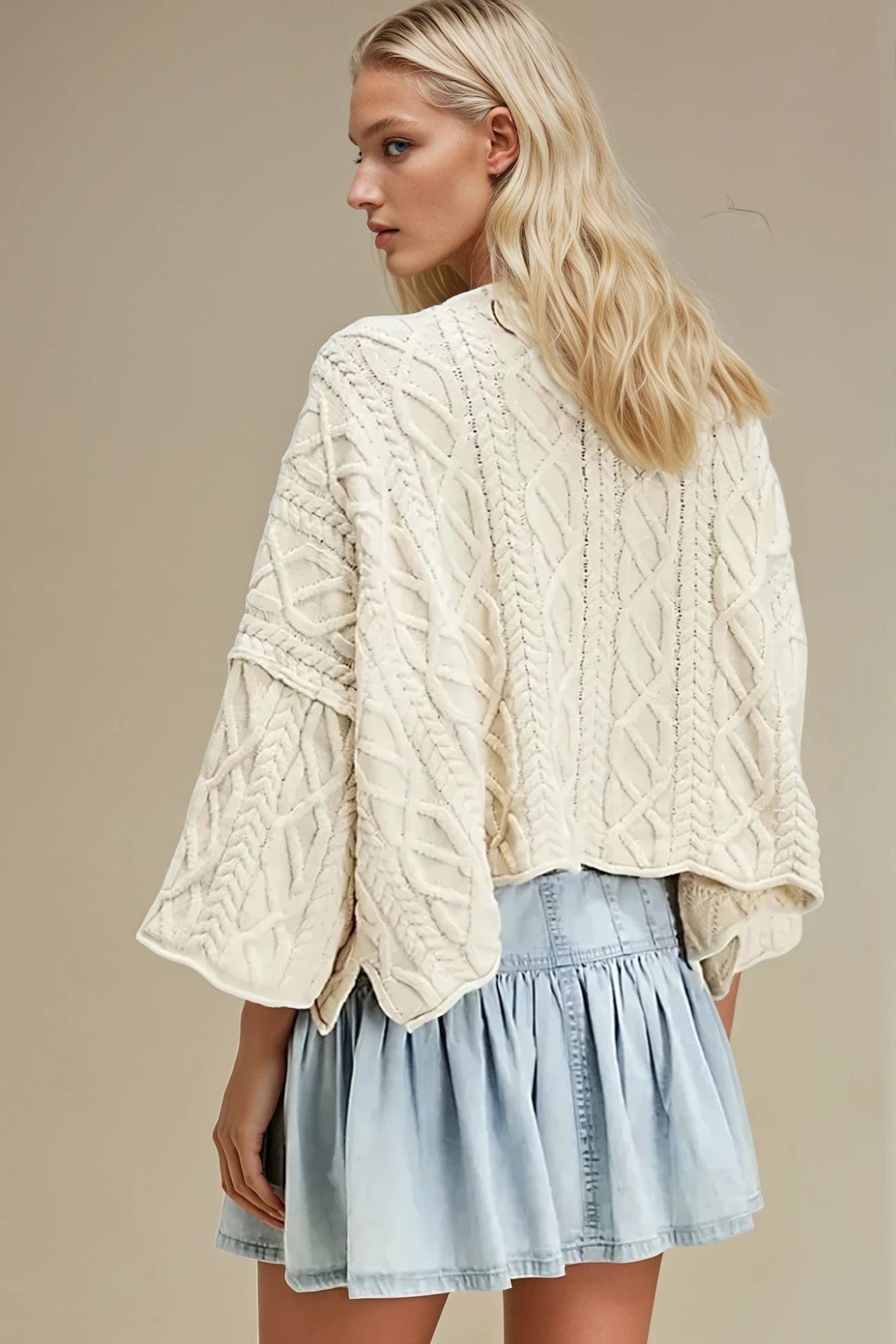 Cable Knit Look Lightweight Sweater