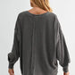 Cotton Blend Waffle Knit Oversized Long Sleeve