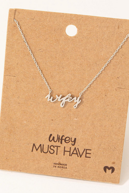 Wifey Script Pendant Necklace