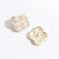Gold Tone Outline Cz Pave Clover Post Earrings