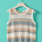 Striped Crochet Knit Vest Triple Ribbon Tie