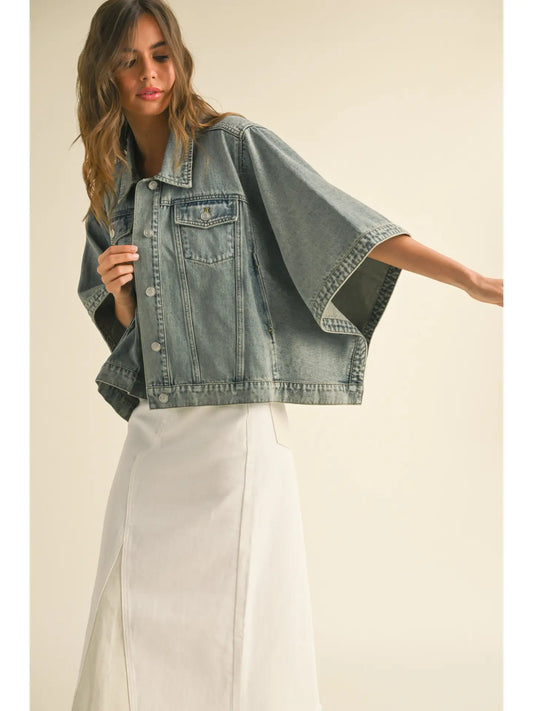 Cape Style Denim Jacket
