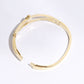 Gold Plated Two Tone Clover Cz Bangle Bracelet